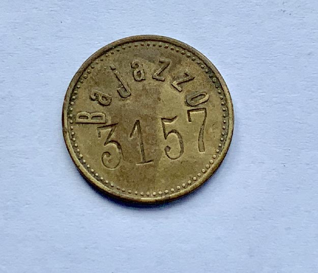 antique brass 2d Bajazzo gaming token coin